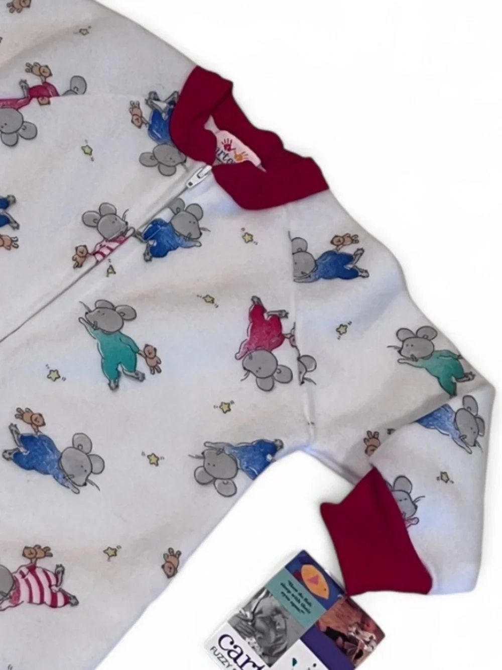 NWT VTG Carter’s Fuzzy Fleece Sleepwear 1 Piece Mouse Print Pajamas 18M